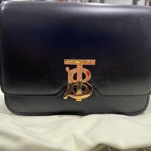 Burberry Black Leather Belt Bag with Gold Logo